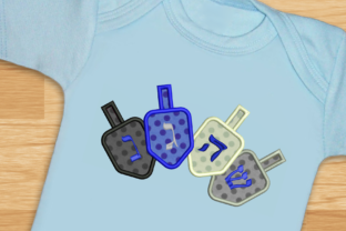 4 Hanukkah Dreidels Applique
