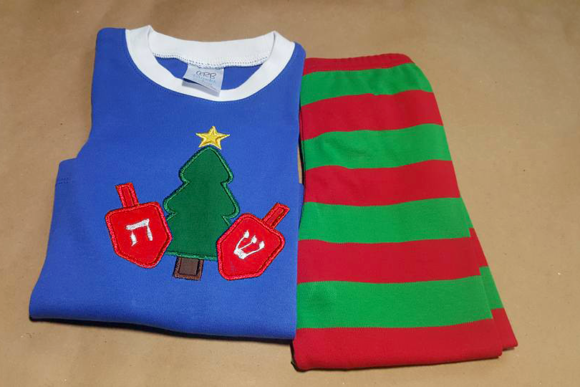 Christmas Tree and Dreidels Applique