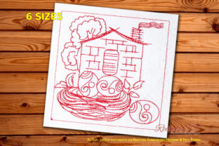 Easter Egg Home Redwork