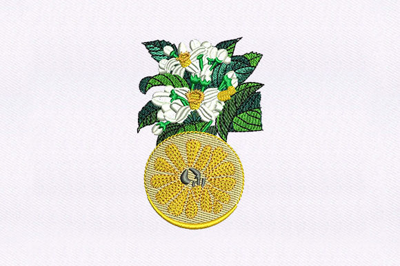 Vines Half Orange Embroidery Design